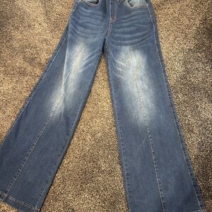 Wide-Leg Blue Jeans